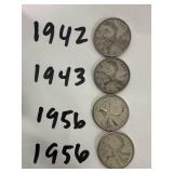 4 Canadian 25-Cent Coins