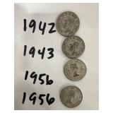 4 Canadian 25-Cent Coins