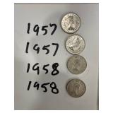 Four Canadian 50-Cent Coins