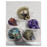 Collection of 5 Decorative Skulls