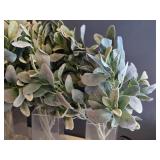 Lot of (3) Faux Plant Arrangement with Clear Glass Square Vase