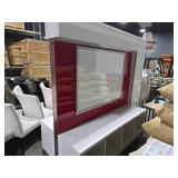 Lighted 2-Sided Rolling Display Cabinet with Whiteboard and 4 cubbies (each side) 7-1/2