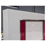 Lighted 2-Sided Rolling Display Cabinet with Whiteboard and 4 cubbies (each side) 7-1/2