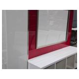 Lighted 2-Sided Rolling Display Cabinet with Whiteboard and 4 cubbies (each side) 7-1/2
