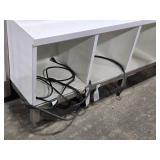 Lighted 2-Sided Rolling Display Cabinet with Whiteboard and 4 cubbies (each side) 7-1/2