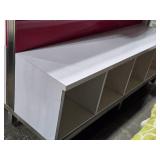 Lighted 2-Sided Rolling Display Cabinet with Whiteboard and 4 cubbies (each side) 7-1/2