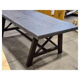 Rustic / Concrete pattern Poly-Top / Wood Frame Dining Table 6-1/2