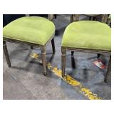 Lot of (2) Wood Frame Oval Back Accent Chairs by Linon Manchester (spring green/distressed wood)