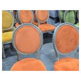 Lot of (2) Wood Frame Oval Back Accent Chairs by Linon Manchester (rustic orange/distressed wood)