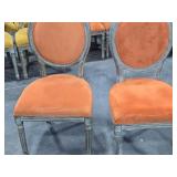 Lot of (2) Wood Frame Oval Back Accent Chairs by Linon Manchester (rustic orange/distressed wood)