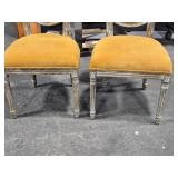 Lot of (2) Wood Frame Oval Back Accent Chairs by Linon Manchester (mustard/distressed wood)
