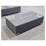 Glass Top / Wicker Outdoor Coffee Table 43" x 24" x 12"