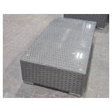 Glass Top / Wicker Outdoor Coffee Table 43" x 24" x 12"