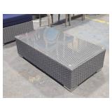 Glass Top / Wicker Outdoor Coffee Table 43" x 24" x 12"