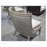 Top-Grain Leather / Cerused Hardwood Occasional Arm Chair 24" x 22" x 33" - Monroe by Four Hands