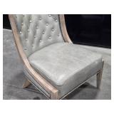 Top-Grain Leather / Cerused Hardwood Occasional Arm Chair 24" x 22" x 33" - Monroe by Four Hands