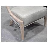 Top-Grain Leather / Cerused Hardwood Occasional Arm Chair 24" x 22" x 33" - Monroe by Four Hands