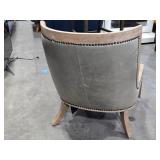 Top-Grain Leather / Cerused Hardwood Occasional Arm Chair 24" x 22" x 33" - Monroe by Four Hands