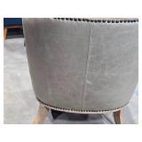 Top-Grain Leather / Cerused Hardwood Occasional Arm Chair 24" x 22" x 33" - Monroe by Four Hands
