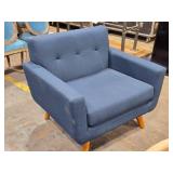 Mid Century Modern Arm Chair 40" x 24" x 33" (blue fabric)