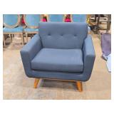 Mid Century Modern Arm Chair 40" x 24" x 33" (blue fabric)