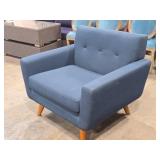 Mid Century Modern Arm Chair 40" x 24" x 33" (blue fabric)