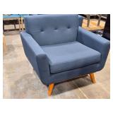 Mid Century Modern Arm Chair 40" x 24" x 33" (blue fabric)