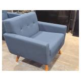 Mid Century Modern Arm Chair 40" x 24" x 33" (blue fabric)
