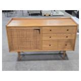 Natural Rattan and Light Wood Mid Century Modern Sideboard Storage Cabinet 4