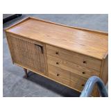Natural Rattan and Light Wood Mid Century Modern Sideboard Storage Cabinet 4