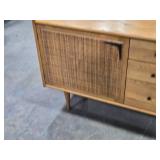Natural Rattan and Light Wood Mid Century Modern Sideboard Storage Cabinet 4