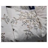 Lot of (3) 15" Silver & Gold Beaded Snowflake pattern Cotton Throw Pillows