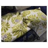 Lot of (2) 19" Floral pattern Textured Fabric Throw Pillow Covers with One Pillow