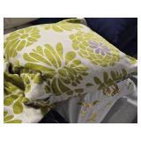 Lot of (2) 19" Floral pattern Textured Fabric Throw Pillow Covers with One Pillow