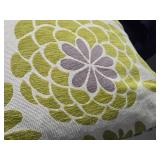 Lot of (2) 19" Floral pattern Textured Fabric Throw Pillow Covers with One Pillow