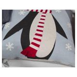 Lot of (1) 16" Christmas Penguin theme Decorative Throw Pillow