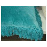Lot of (1) 16" Suede Throw Pillow with Fringed Edges