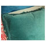 Lot of (1) 16" Suede Throw Pillow with Fringed Edges