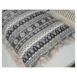 Lot of (1) Tribal Black Print pattern Decorative Throw Pillow 22" x 14"