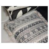 Lot of (1) Tribal Black Print pattern Decorative Throw Pillow 22" x 14"