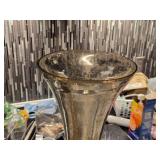 Distressed Finish Glass Trumpet Vase with Globe Base 28" (silver mercury)