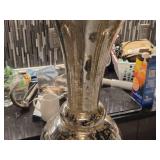 Distressed Finish Glass Trumpet Vase with Globe Base 28" (silver mercury)