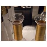 Lot of (2) 14" Glass Vase (gold)