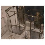 Lot of (2) Plastic/Metal Geometric Lantern / Terrarium 16"