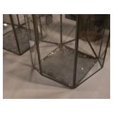 Lot of (2) Plastic/Metal Geometric Lantern / Terrarium 16"