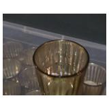 Lot of (3 Boxes) Glass Votive / Tea Light Candleholder 15-count ( 45 total items ) (gold striped) with (24) Tea Light Candles