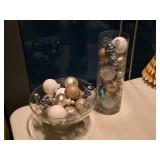 Pedestal Bowl Vase 7"x11", Cylinder Vase 4-1/2"x14" (with Christmas Decorations)