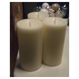 Lot of (3) Flameless LED Pillar Candles 8" x 4"