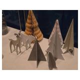 Lot of (8) Winter / Christmas Décor - (5) Trees and (3) Animals - Bear, Deer, Penguin