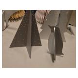 Lot of (8) Winter / Christmas Décor - (5) Trees and (3) Animals - Bear, Deer, Penguin